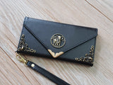 Elephant phone leather wallet case, handmade phone wallet cover for Apple / Samsung MN0787-icasecollections