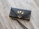 Elephant phone leather wallet case, handmade phone wallet cover for Apple / Samsung MN1192-icasecollections