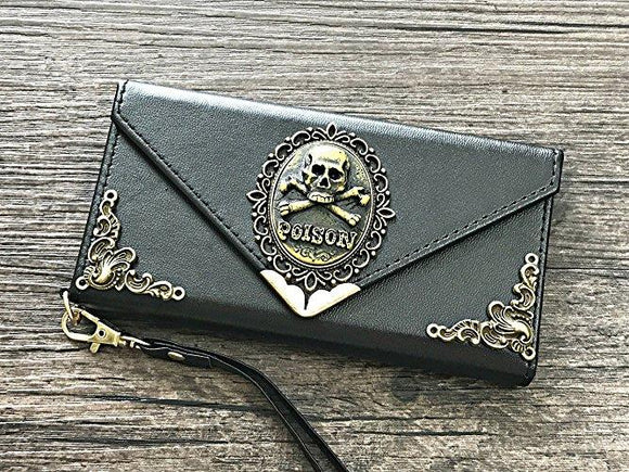 Poison phone leather wallet case, handmade phone wallet cover for Apple / Samsung MN0749-icasecollections