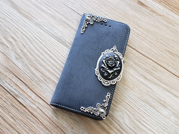 Rose phone leather wallet removable case cover for Apple / Samsung MN0886-icasecollections