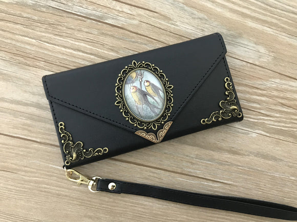 Vintage victorian mermaid phone leather wallet case, handmade phone wallet cover for Apple / Samsung DC006-icasecollections
