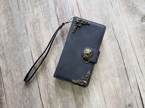 Vintage Lion Zipper leather wallet case for iPhone X XS XR 11 12 13 14 Pro Max Galaxy S22 S21 S20 Ultra S10 S9 S8 Note 20 9 10 Plus MN2742