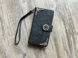 Pentagram Star Zipper leather wallet case for iPhone X XS XR 11 12 13 14 Pro Max Galaxy S22 S21 S20 Ultra S10 S9 Note 20 9 10 Plus MN2791
