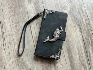 Victorian Mermaid Zipper leather wallet case for iPhone X XS XR 13 14 pro max Galaxy S23 S22 S21 S20 Ultra S10 S9 Note 20 9 10 Plus MN2799