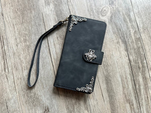 Honey Bee Zipper leather wallet case for iPhone X XS XR 13 14 pro max 8 7 6 Galaxy S23 S22 S21 S20 Ultra S10 S9 S8 Note 20 9 10 Plus MN2797