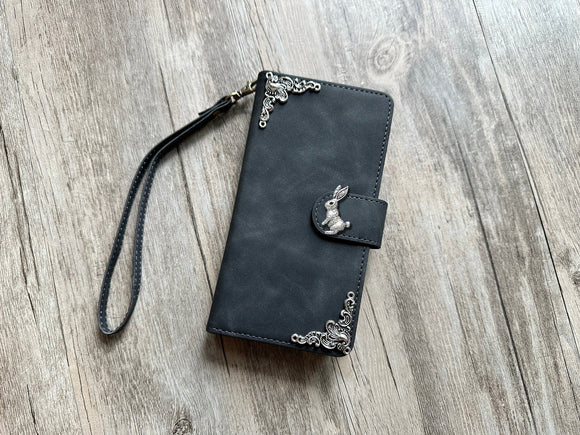 Vintage Rabbit Zipper leather wallet case for iPhone XR 11 12 13 14 15 Pro Max Galaxy S24 S23 S22 S21 S20 Ultra S10 Note 20 10 Plus MN2947