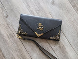 Mermaid phone leather wallet case, handmade phone wallet cover for iPhone / Galaxy MN1157