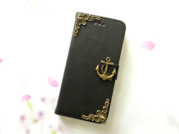Anchor handmade phone leather wallet case for Apple / Samsung MN0005-icasecollections