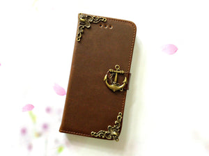 Anchor handmade phone leather wallet case for Apple / Samsung MN0076-icasecollections