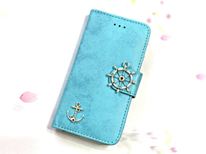 Anchor phone leather wallet stand removable case cover for Apple / Samsung MN0633-icasecollections