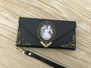Art Deco Women phone leather wallet case, handmade phone wallet cover for Apple / Samsung DC010-icasecollections
