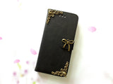Bowknot handmade phone leather wallet case for Apple / Samsung MN0006-icasecollections
