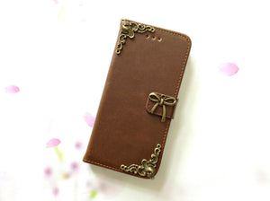 Bowknot handmade phone leather wallet case for Apple / Samsung MN0086-icasecollections