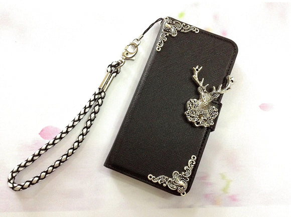 Deer phone leather wallet removable case cover for Apple / Samsung MN0470-icasecollections
