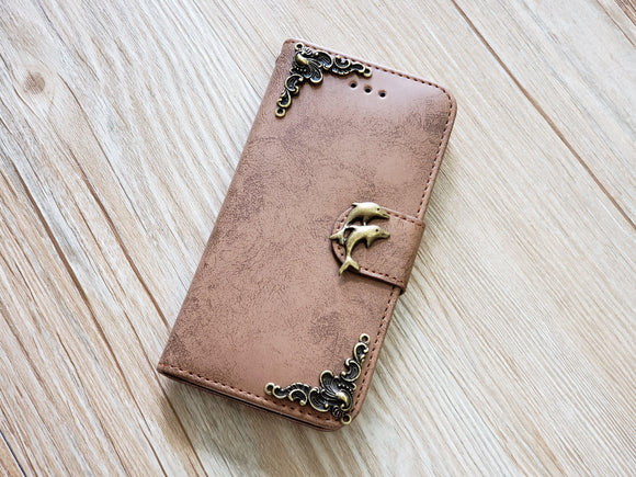 Dolphin phone leather wallet removable case cover for Apple / Samsung MN0823-icasecollections