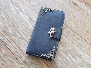 Dolphin phone leather wallet removable case cover for Apple / Samsung MN0884-icasecollections
