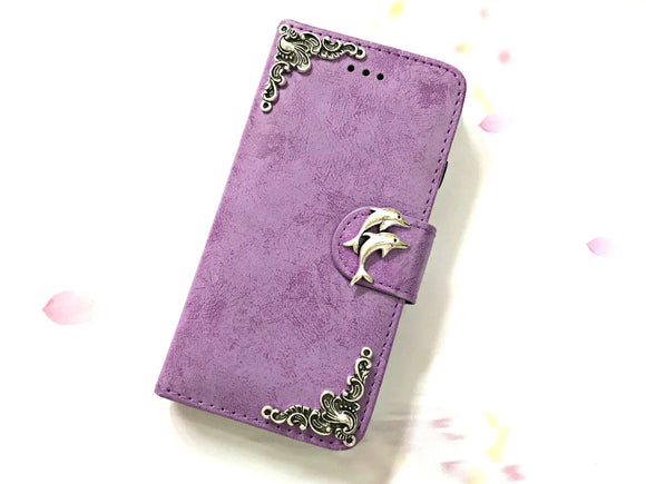 Dolphin phone leather wallet stand removable case cover for Apple / Samsung MN0613-icasecollections
