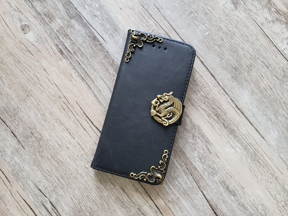 Dragon leather wallet handmade phone case cover for Apple / Samsung MN1052-icasecollections