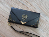 Dragon phone leather wallet case, handmade phone wallet cover for Apple / Samsung MN0799-icasecollections