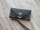 Elephant phone leather wallet case, handmade phone wallet cover for Apple / Samsung MN1180-icasecollections