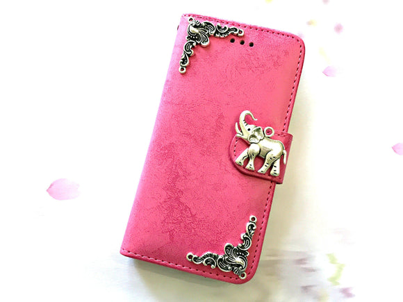 Elephant phone leather wallet stand removable case cover for Apple / Samsung MN0635-icasecollections
