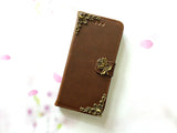 Flower handmade phone leather wallet case for Apple / Samsung MN0081-icasecollections
