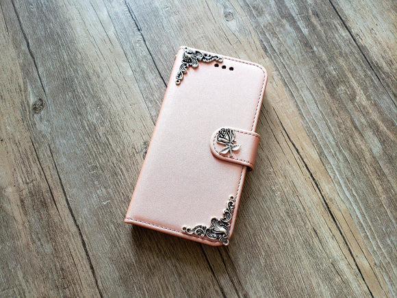 Flower phone leather wallet removable case cover for Apple / Samsung MN1188-icasecollections