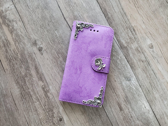 Flower phone leather wallet stand removable case cover for Apple / Samsung MN1020-icasecollections