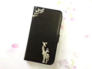Giraffe handmade phone leather wallet case for Apple / Samsung MN0063-icasecollections