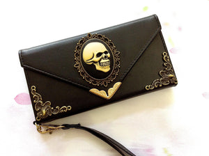 Gothic skull handmade phone wallet case for Apple / Samsung MN0097-icasecollections
