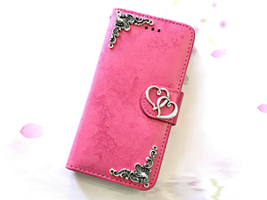 Heart phone leather wallet stand removable case cover for Apple / Samsung MN0638-icasecollections