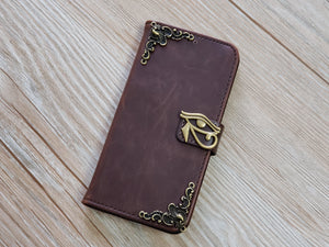 Horus Eye leather wallet handmade phone case for Apple / Samsung MN0789-icasecollections