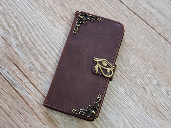 Horus Eye leather wallet handmade phone case for Apple / Samsung MN0789-icasecollections
