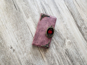Gothic red rose phone leather wallet case for iPhone X XS XR 11 12 Pro Max 8 7 Samsung S20 S10 S9 S8 Plus S7 Edge Note 20 8 9 10 Plus MN2380