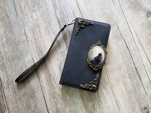 Gothic Black Cat Zipper leather wallet case for iPhone X XS XR 11 12 Pro Max 8 7 6s Samsung S21 S20 Ultra S10 S9 S8 Note 20 9 10 Plus MN2554