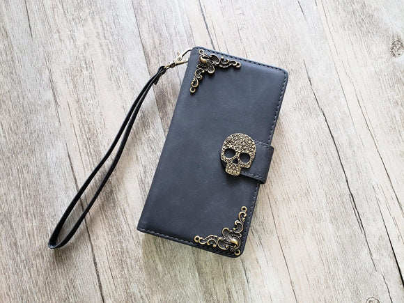 Gothic Skull Zipper leather wallet case for iPhone X XS XR 11 12 Pro Max 8 7 6 Samsung S21 S20 Ultra S10 S9 S8 Note 20 9 10 Plus MN2569