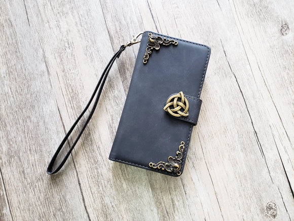 Trinity Celtic Knot Zipper leather wallet case for iPhone X XS XR 11 12 Pro Max 8 7 Samsung S21 S20 Ultra S10 S9 S8 Note 20 9 10 Plus MN2565