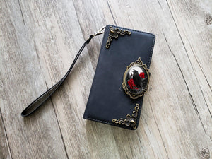 Antique gothic crow Zipper leather wallet case for iPhone X XS XR 11 12 Pro Max 8 7 6 Samsung S21 S20 Ultra S10 S9 Note 20 9 10 Plus MN2586