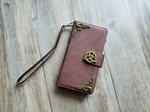 Trinity Celtic Knot Zipper leather wallet case for iPhone X XS XR 11 12 Pro Max 8 7 Samsung S21 S20 Ultra S10 S9 Note 20 8 9 10 Plus MN2629