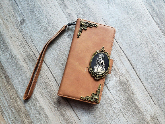 Goth skull lady Zipper leather wallet case for iPhone X XS XR 11 12 Pro Max 8 7 6s Samsung S21 S20 Ultra S10 S9 Note 20 8 9 10 Plus MN2637
