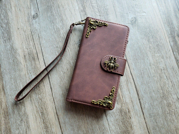 Honey Bee Zipper leather wallet case for iPhone X XS XR 11 12 Pro Max 8 7 6 Galaxy S21 S20 Ultra S10 S9 S8 Note 20 8 9 10 Plus MN2602