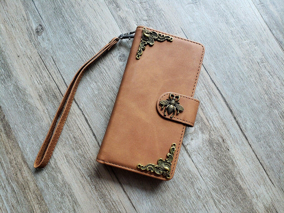 Honey Bee Zipper leather wallet case for iPhone X XS XR 11 12 Pro Max 8 7 6s Galaxy S21 S20 Ultra S10 S9 S8 Note 20 8 9 10 Plus MN2617