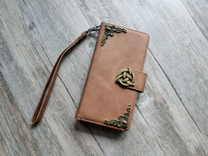 Trinity Celtic Knot Zipper leather wallet case for iPhone X XS XR 11 12 Pro Max 8 7 Samsung S21 S20 Ultra S10 S9 Note 20 8 9 10 Plus MN2623
