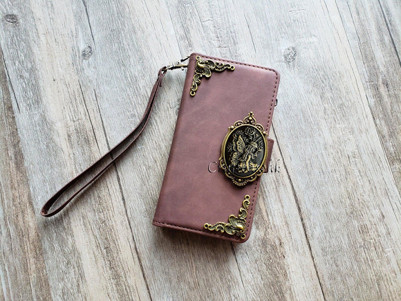 Gothic Fairy Zipper leather wallet case for iPhone X XS XR 11 12 13 Pro Max 8 7 6 Samsung S21 S20 Ultra S10 S9 S8 Note 20 8 9 10 Plus MN2657