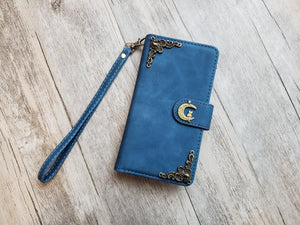 Cat on the Moon Zipper leather wallet case for iPhone X XS XR 11 12 13 Pro Max 8 7 Galaxy S22 S21 S20 Ultra S10 Note 20 9 10 Plus MN2699