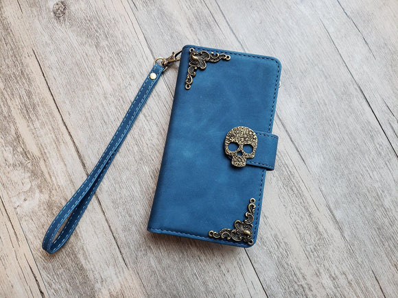 Gothic Skull Zipper leather phone wallet case for iPhone X XS XR 11 12 13 Pro Max Samsung S22 S21 S20 Ultra S10 S9 Note 20 9 10 Plus MN2701