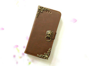 Lion handmade phone leather wallet case for Apple / Samsung MN0075