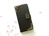 Lock handmade phone leather wallet case cover for Apple/Samsung MN0002-icasecollections