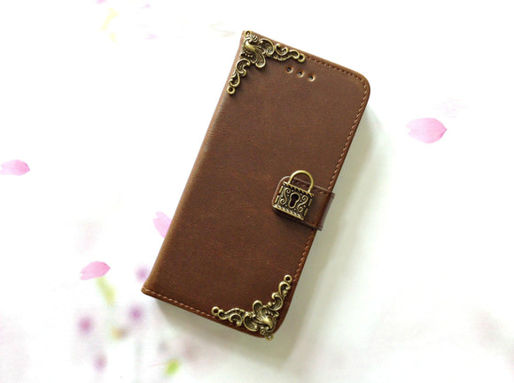 Lock handmade phone leather wallet case for Apple / Samsung MN0082-icasecollections