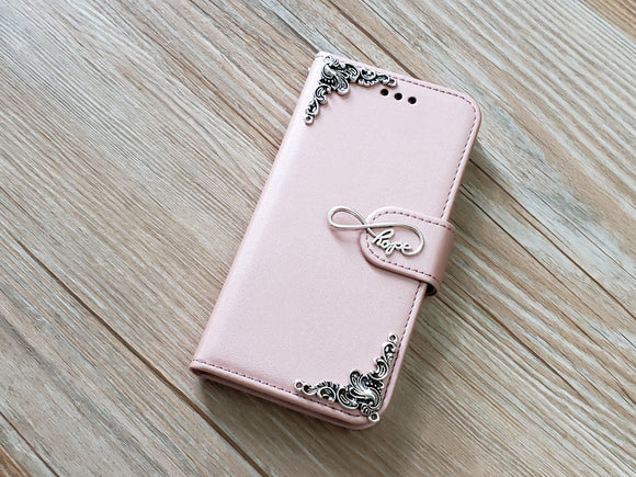 Love Infinity Symbol phone leather wallet removable case cover for Apple / Samsung MN0916-icasecollections